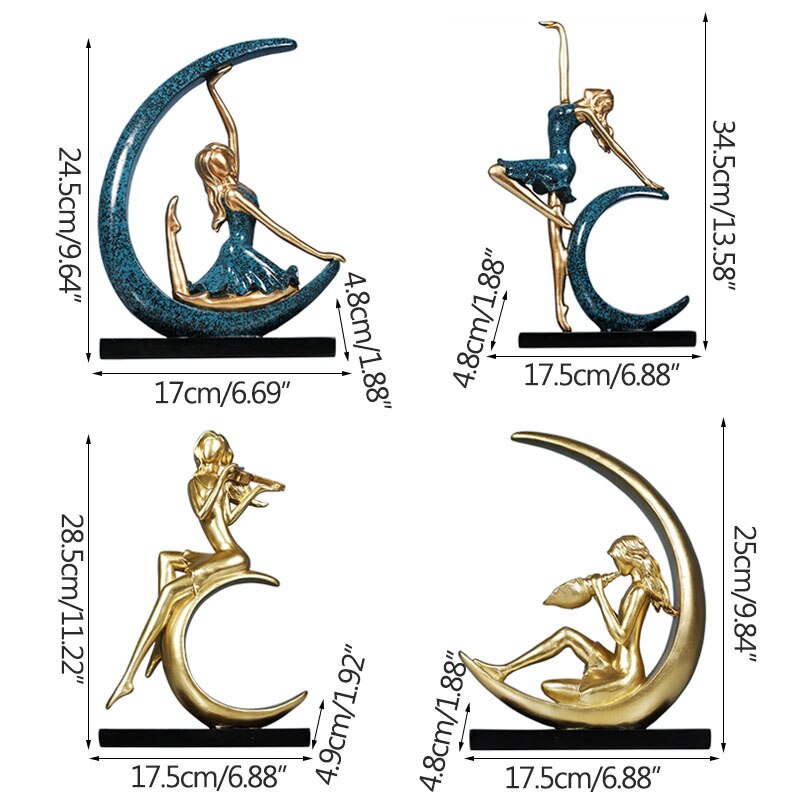 Måne pige figur ballet danser statue stue tv kabinet dekoration ornamenter fødselsdag artware hjem indretning figurer