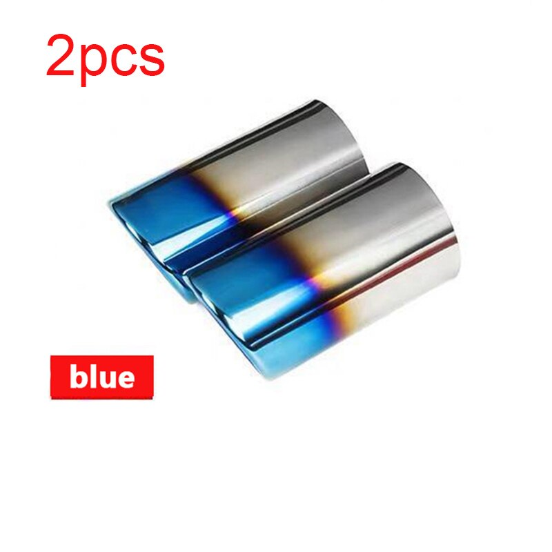 Para Volkswagen Tiguan 2 exclusivo coche estilo 'silenciador de escape de acero punta tubo de cola Trim Auto accesorios 1,4 T: 2 PCS BLUE