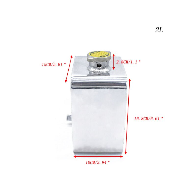Universal 2L steel alloy polished Expansion water tank kit with Cap Coolant overflow tank Liquid storage tank