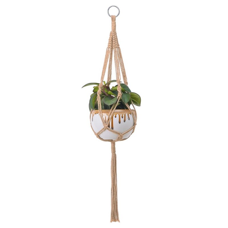 Blumentopf tablett blumen topf Gestell blumentopf Gestell idyllischen pflanzen Tablett hängen natürliche Jute balkon pflanzen hängenden korb: B