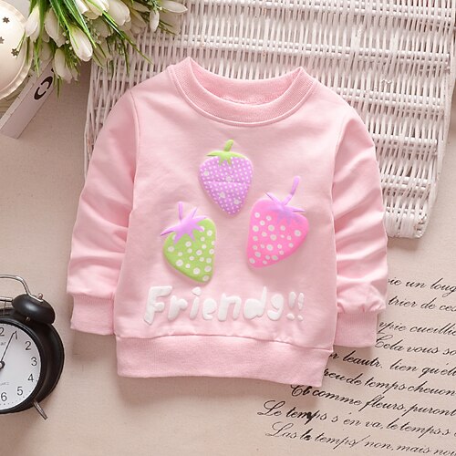 Katoen Lange Mouw Schattige Baby Shirt Meisjes Kids Kinderen Prinses Baby T-shirt Baby Meisje Kleding Lente Herfst: Roze / 24M