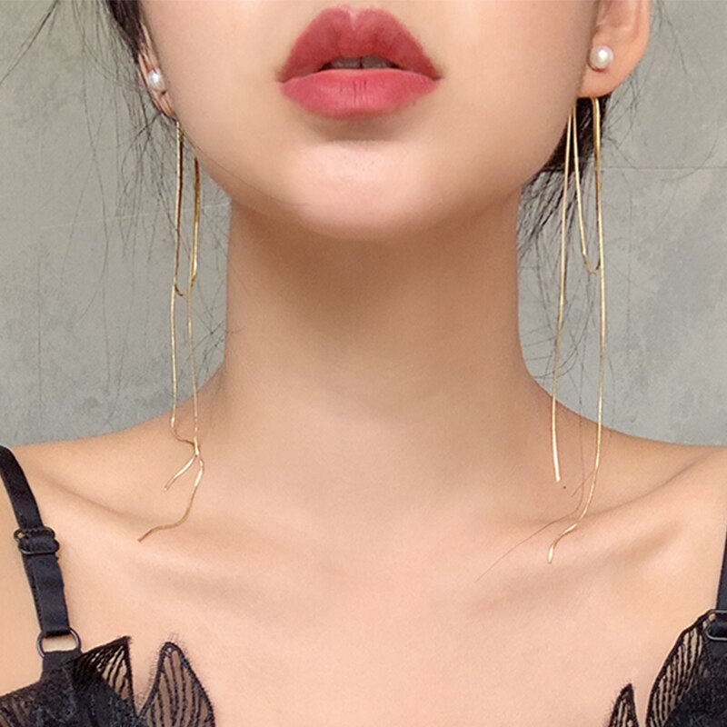 1 paar Gold Silber Farbe Lange Gewinde Quaste Ohrringe Für Frauen Neue Einfachheit Temperament exquisit Elegante Schmuck Ohrring