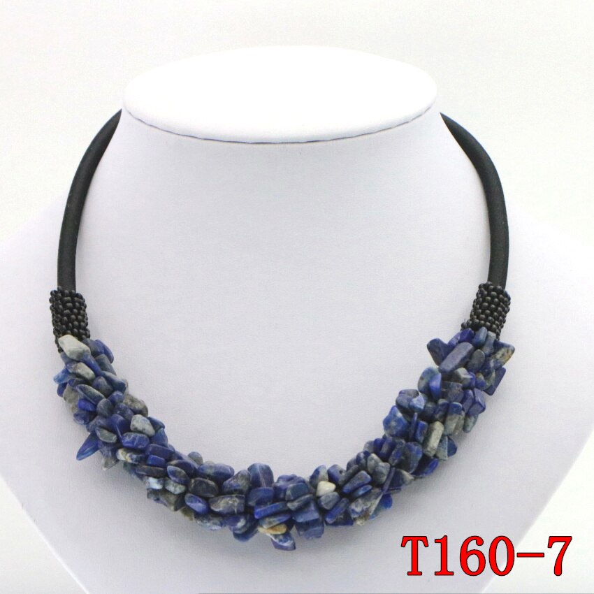 WUBIANLU 13 Styles Natural Spar Coral Tourmaline Lapis Lazuli Agates Aventurine Chokers Necklaces For Women Costume Jewelry: T160-7