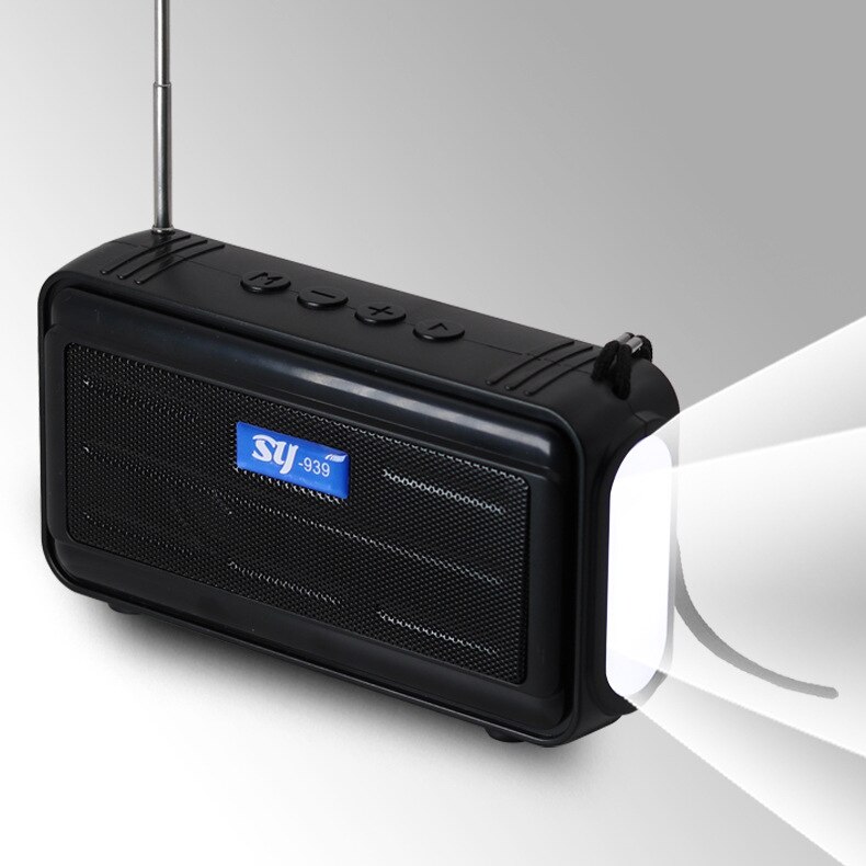 Sy -939 launch tragbarer solar-musikplayer-lautsprecher, multifunktionaler kabelloser bluetooth-lautsprecher: Schwarz