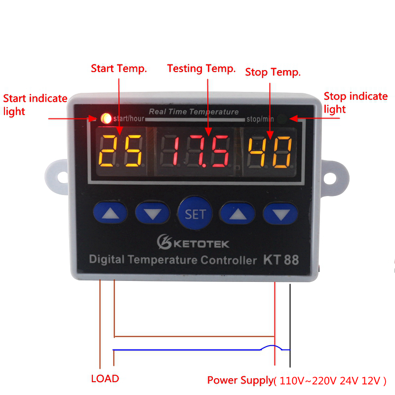 Termostat digital temperaturkontroller 12v 220v ledet temperaturregulator bryterkontroll til akvarieinkubatorsensor