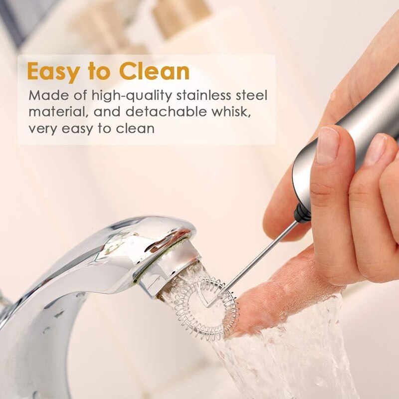 Usb Chargeable Double Spring Whisk Head Electric Milk Frother Stainless Steel Handheld Milk Foamer Drink Mixer Two Speeds