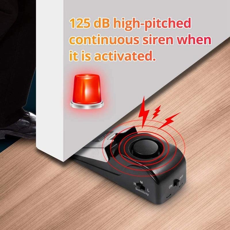 125 dB Anti-theft Burglar Stop System Security Home Wedge Shaped Door Stop Stopper Alarm Block Blocking System