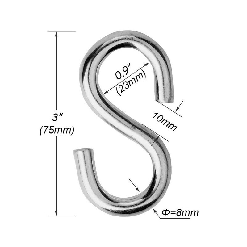 Ganchos en forma de S para Hamaca, ganchos de utilidad, 3 pulgadas de largo, 2 paquetes