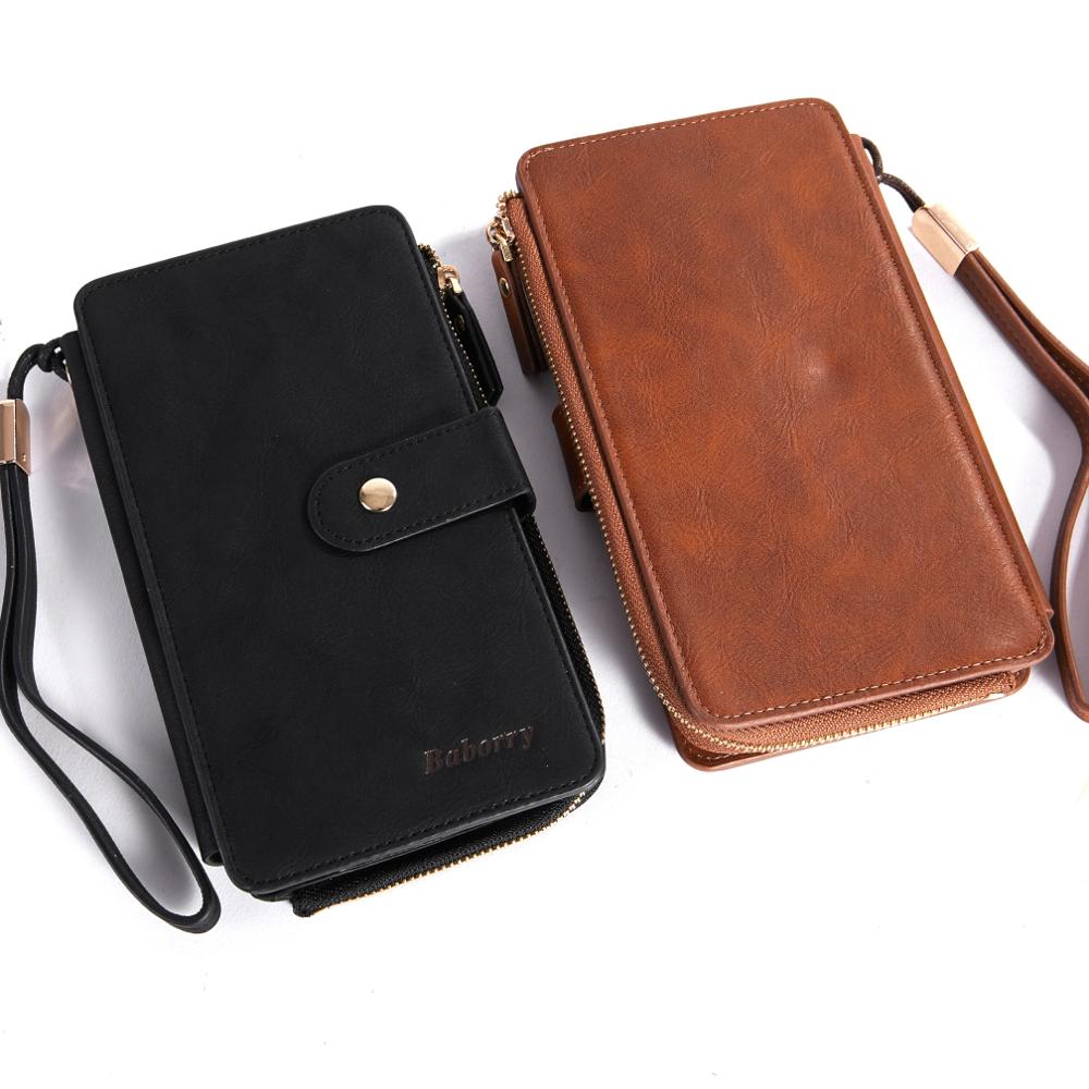 Heren lange telefoon portemonnee multifunctionele clutch portemonnee voor mannen hasp kaarthouder grote capaciteit handtas portemonnees
