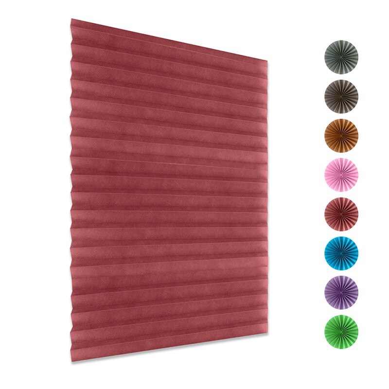 Zelfklevende Gordijnen Voor Badkamer Keuken Balkon Shades Effen Kleur Geplooide Jaloezieën Half Verduisterende Gordijnen: Red / 90-180