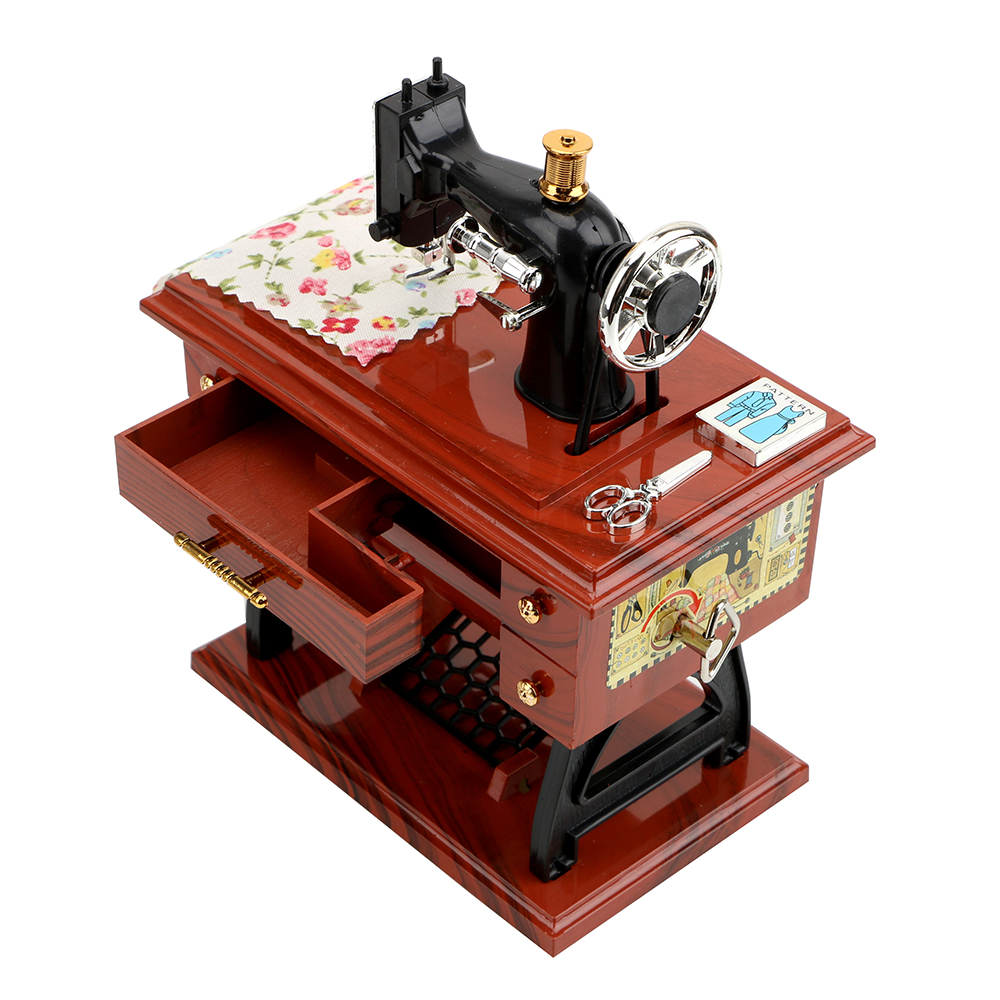 Jewelry Box Mini Sewing Machine Style Music Box Hand Crank Vintage Music Boxes Christmas Year Birthday
