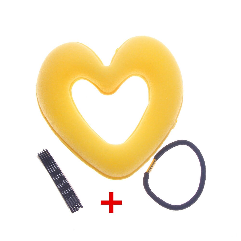 1einstellen Haar Krapfen Brötchen Herz Hersteller Heißer Magie Schaum Schwamm Headwear disk Haar Gerät Brötchen Updo Zubehör Haar Werkzeug: Gelb