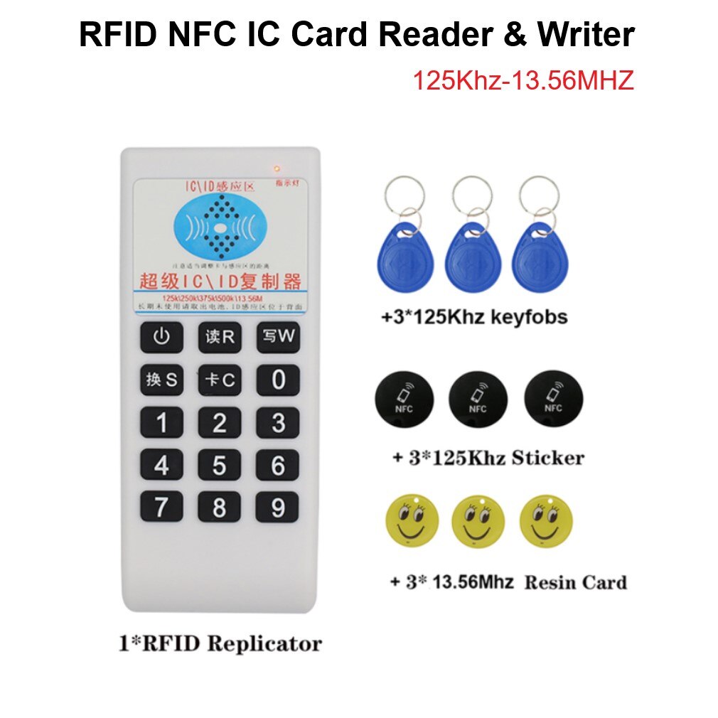 De Frecuencia 125Khz-13,56 MHZ duplicador copia clonador RFID tarjeta NFC IC lector y escritor de Control de acceso Etiqueta de tarjeta duplicador