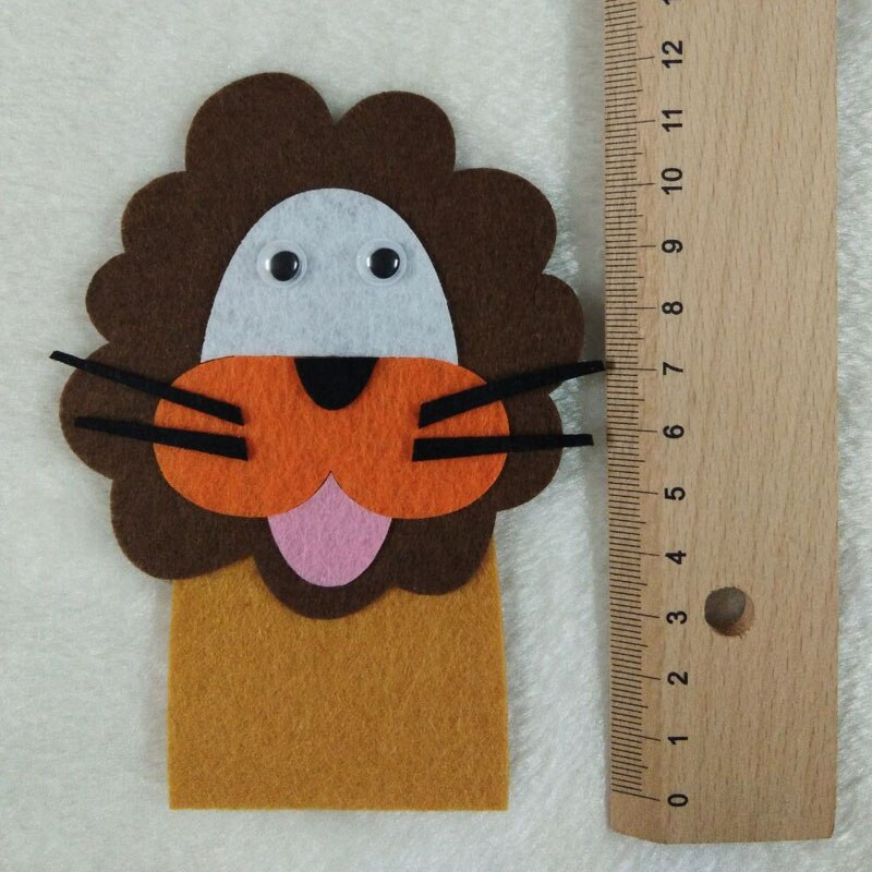Smuk personlig filt dyr finger dukke diy ikke-vævet filt stof til dekoration kid undervisning læringsværktøj nøglering: Løve