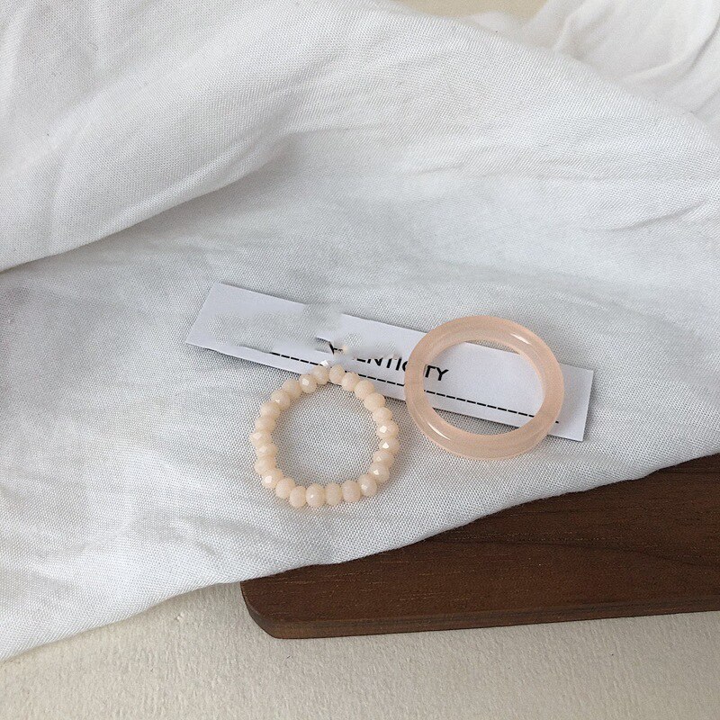 Böhmische Perlen Ringe Natürliche Stein Schmuck Multi Farbe Handgemachte Frauen Mädchen Hochzeit Ringe Elastische Verstellbare: Rosa