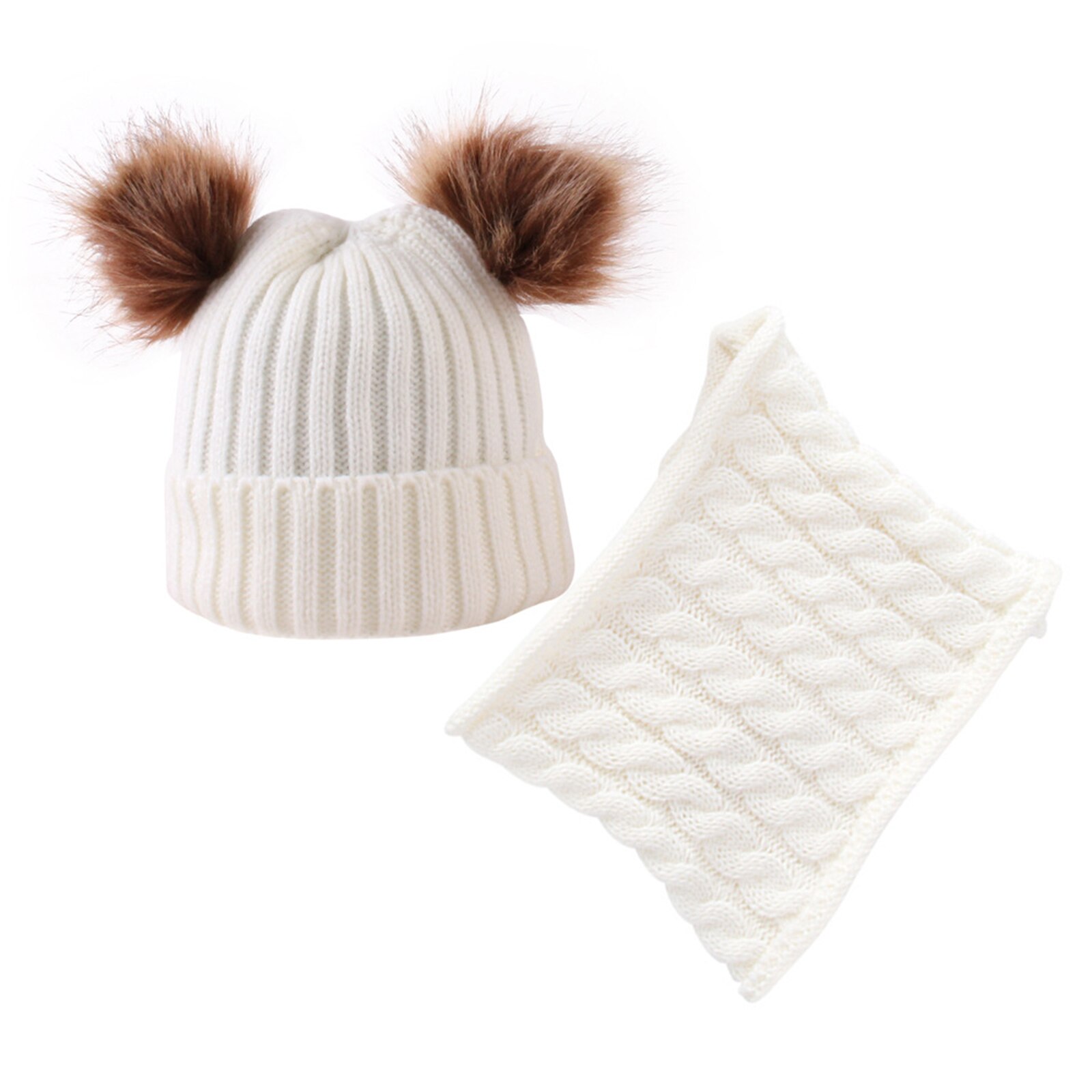 Gorro conjunto de gorro y bufanda para bebé sombreros de niño PUNTO DE Navidad guantes bonitos cálidos de dos piezas guante de invierno blanco primavera otoño chico chica gorra: White