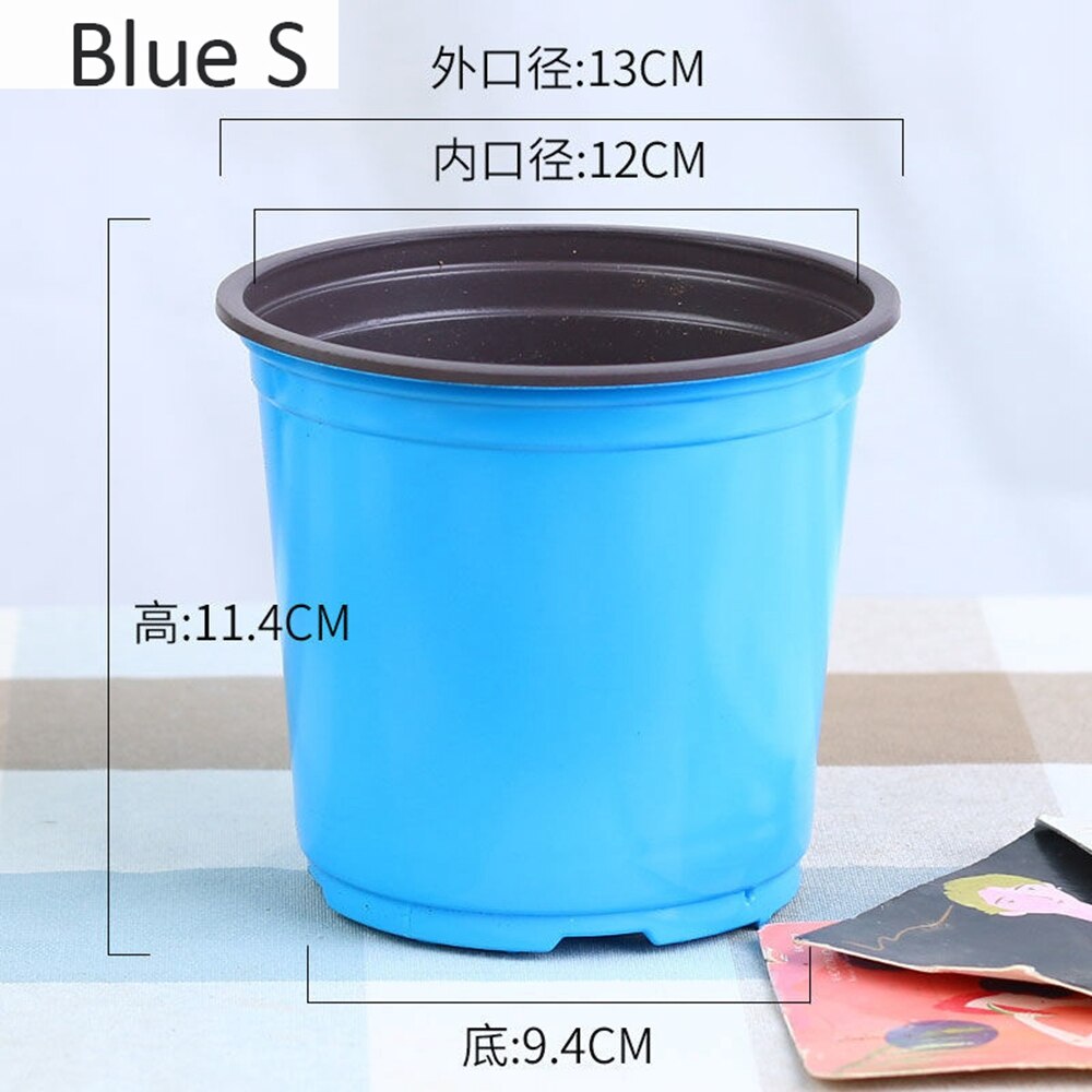 5Pcs Bloempot Dubbele Kleur Pot Kwekerij Planten Bassin Plastic Bloempot: Blue S