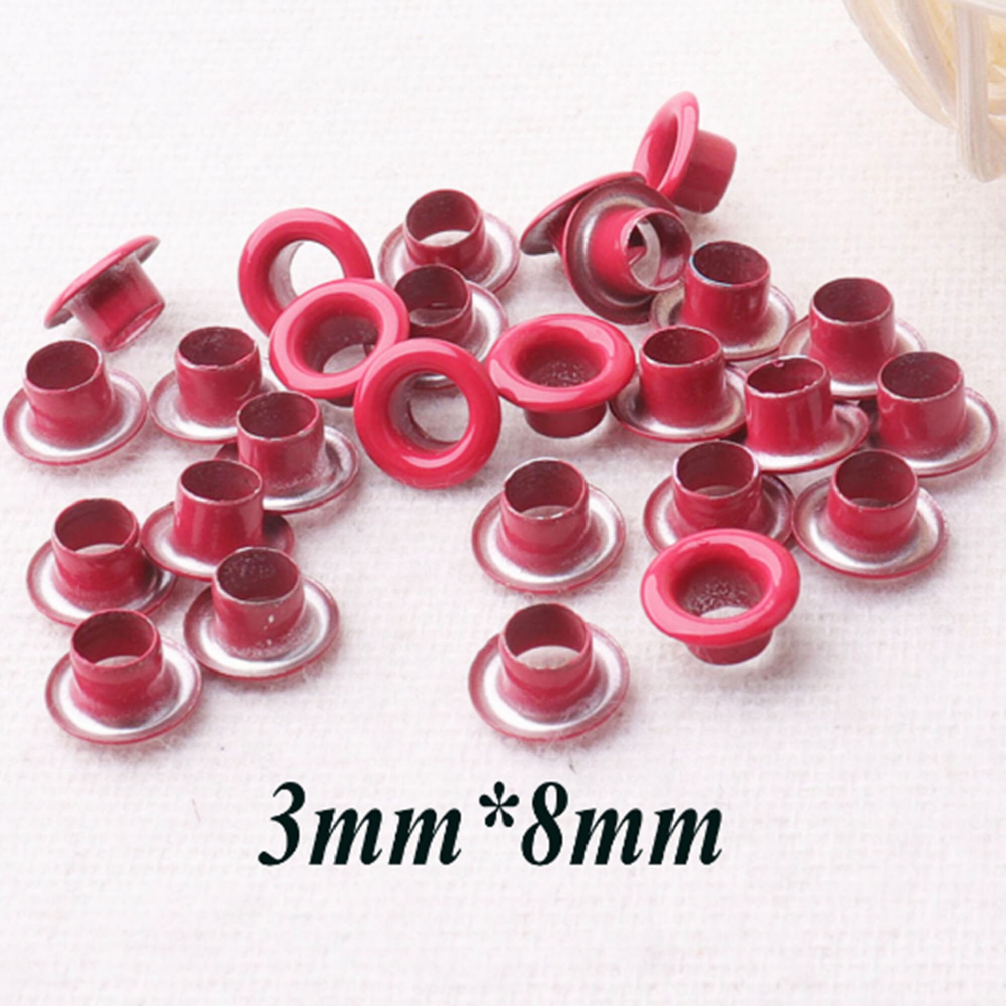 100 Pcs Metal Red Eyelets,Eyelets Grommets With Washers Eyelets,Great for Clothes Leather Canvas bag-1/8"(3mm)