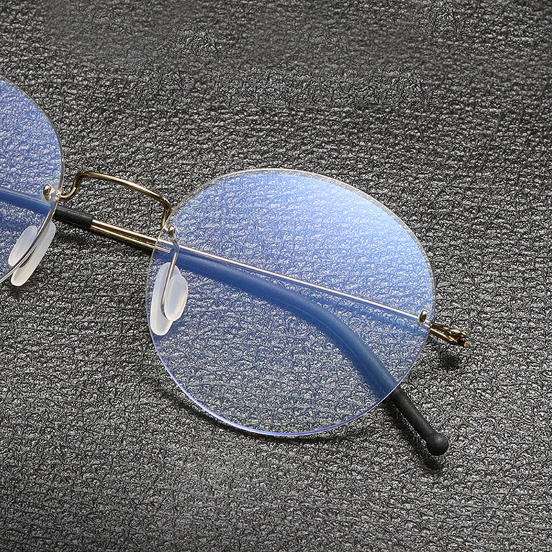 Vintage Titan legierung randlose Brille Rahmen Männer Runde verschreibung pflicht ige Myopie rahmenlose Brille Frauen Luxusmarke Brillen