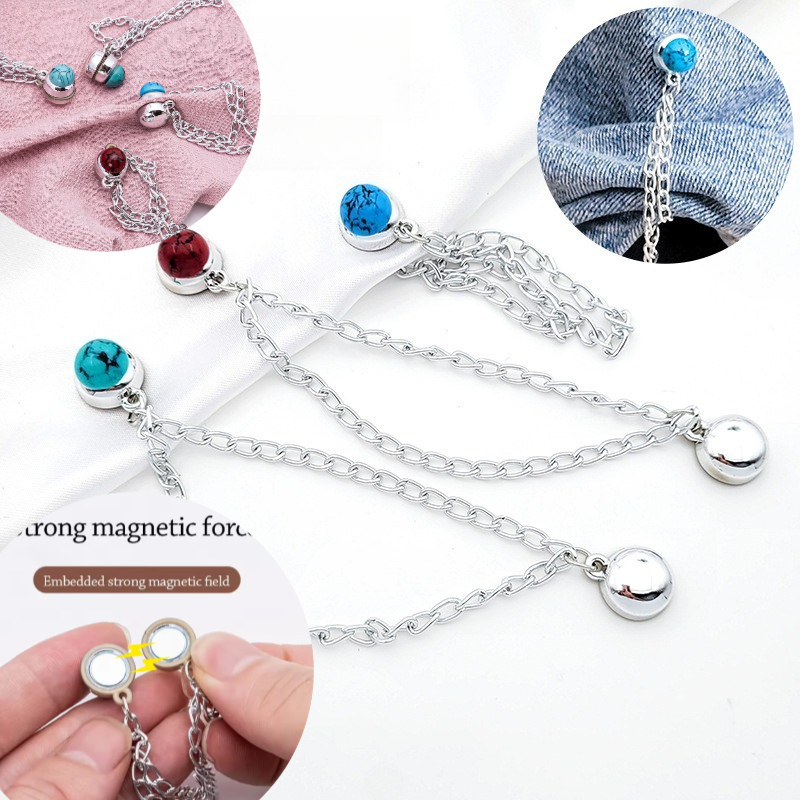Bouton magnétique multifonction pour vêtements, avec chaîne, boutons métalliques, Clip pour vêtements, écharpe, jambes de pantalon, outils magnétiques de fixation de manchette