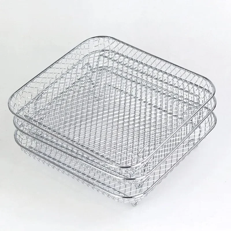 Estante de acero inoxidable para freidora de aire, herramientas de cocina, accesorios para barbacoa, parrilla, plato de freidora multicapa, estante para utensilios de cocina