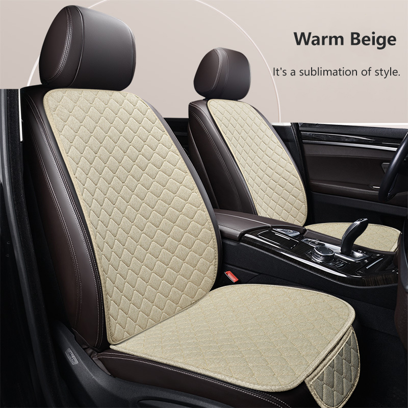 Breathable fabric fabric linen car seat cover Four Seasons General Motors seat cover cushion car seat protection pad car interio: milky