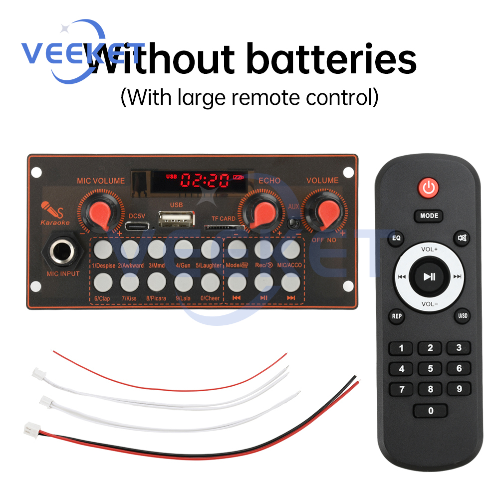 DC 5V 2*10W Bluetooth 5.3 MP3 Decoder Board 20W Versterker Audio MP3 Speler auto FM Radio Module TF USB Mic Record: Oranje