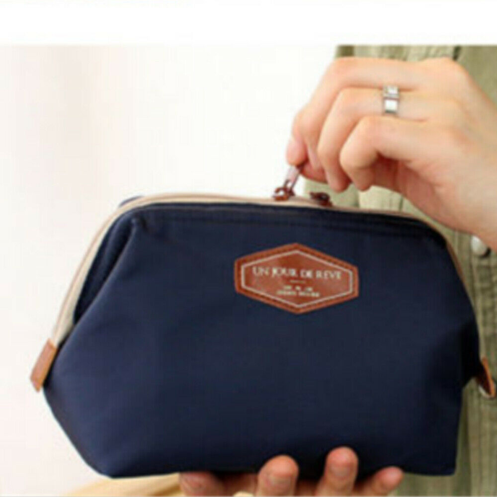 Neceser de viaje para mujer, maquillaje, bolsa de cosméticos, bolso de mano, monederos, estuche cosmético, Mini organizador de maquillaje: Azul oscuro