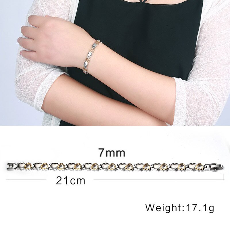 Modyle Healthy Care Magnetic Bracelets Bangles Gold-color Heart Stainless Steel Women Female Jewelry