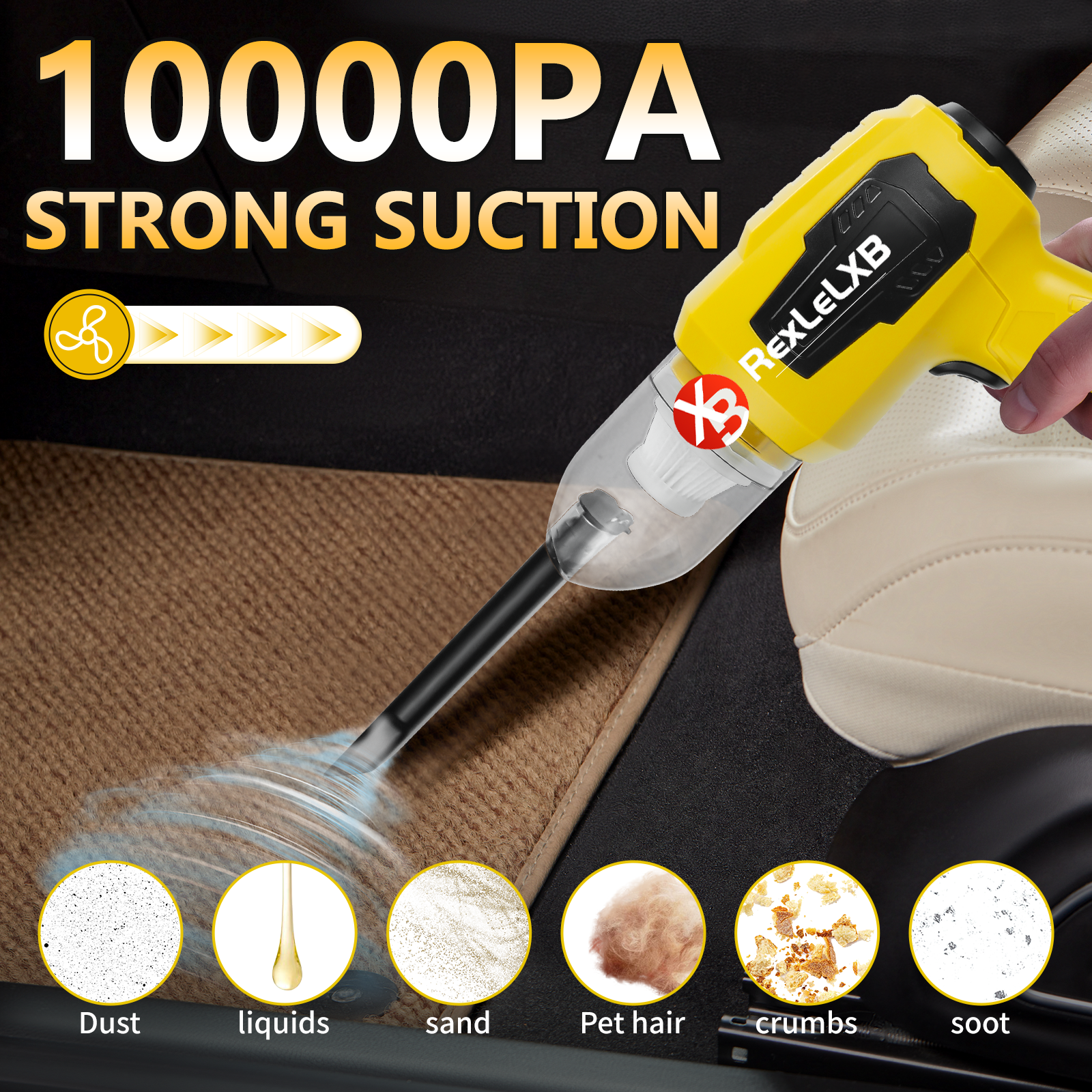 Aspirateur de voiture à main 2 en 1, Machine de collecte de poussière sans fil 10kPa et souffleur d'air pour batterie Dewalt 20V (sans batterie)