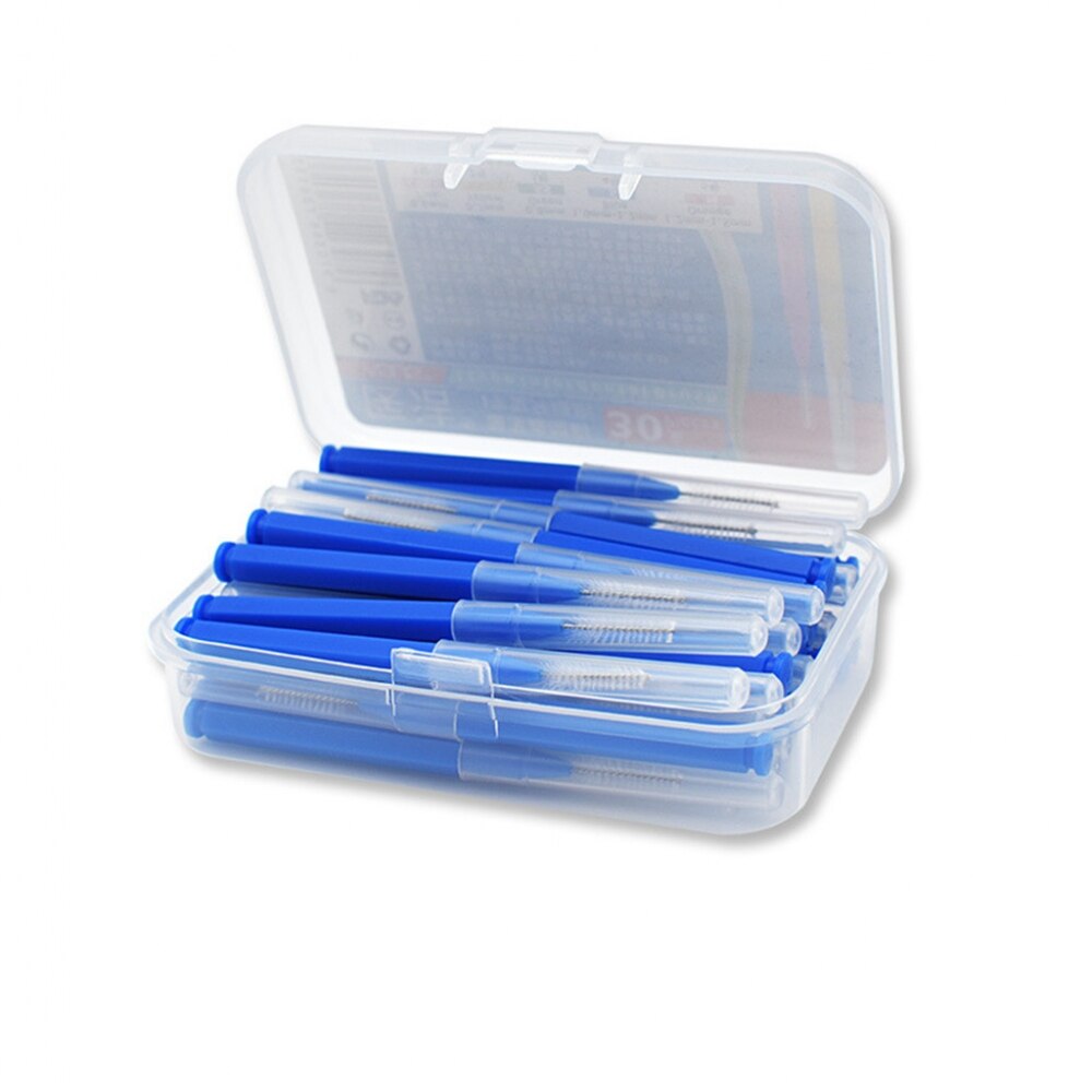 30 PCS Interdental Brush Portable Tooth Care Brush Tooth Cleaner Interdental Toothbrush Toothpick Oral Care Tool: Blue