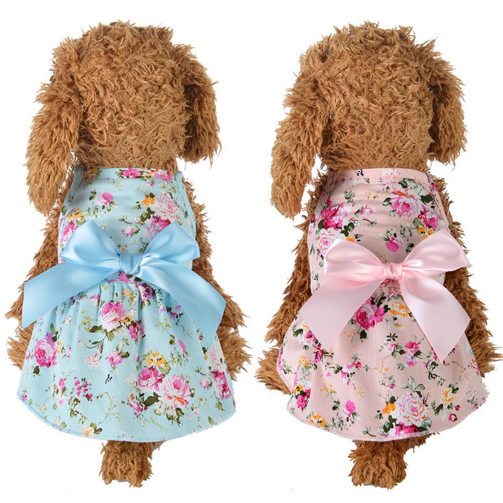Printemps été fleur imprimé coton mignon petite robe pour animaux de compagnie chat chien Costume tenue vêtements décoration
