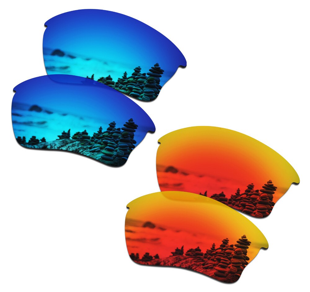 SmartVLT 2 Pairs Gepolariseerde Zonnebril Vervanging Lenzen voor Oakley Mainlink Ijs Blauw en Fire Red