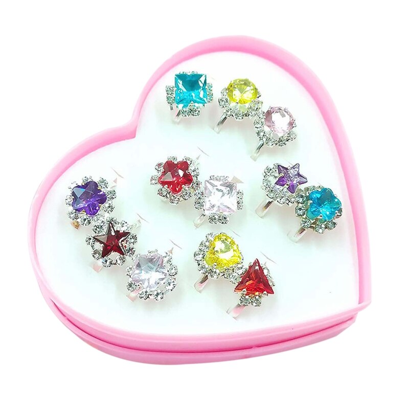 12/36 Pcs/Box Verstelbare Legering Baby Meisje Ringen Met Hart Vormige Showcase: B 12Pcs