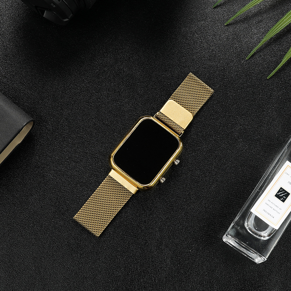 Luxus Gold Splitter männer Digitale Uhr Wasserdicht Einfache Metall Magnetische LED Armbanduhr Diaplay Zeit Datum Herren Elektronische Uhr