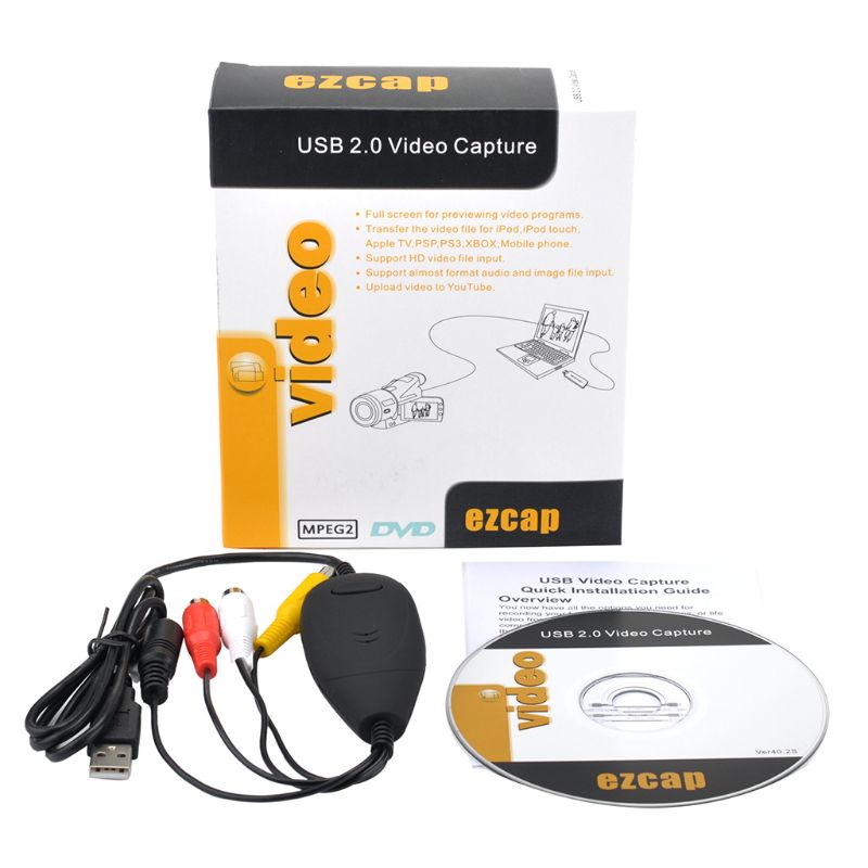Ezcap 170 usb 2.0 video capture  v8 hi8 dvd vhs dvr adapter recorder converter