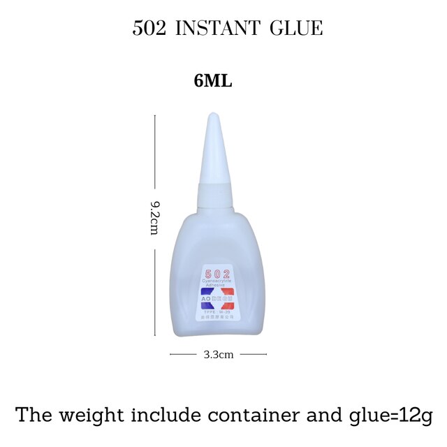 Pegamento instantáneo 502, pegamento transparente de secado rápido, superpegamento líquido para joyería, zapatos de juguete, 1 unidad, 6ML: Default Title