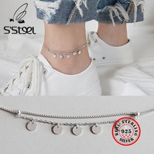 S'STEEL 925 Sterling Silver Anklets For Women Geometry Anklet Foot Acessorios Handmade Tornozeleira Feminina Leg Fine Jewelry