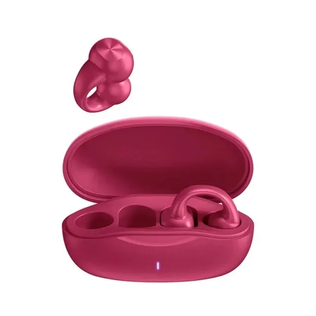 Pendientes auriculares inalámbricos Bluetooth 5,3 auriculares de oído abierto conducción de aire para deporte correr auriculares de uso indoloro: Rojo
