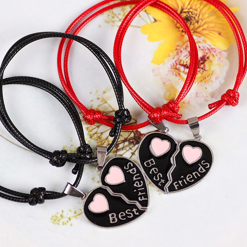 Beste vriend armband eenvoudig bohemian stijl roze hart hanger bff vriendschapssieraden veelkleurig optioneel