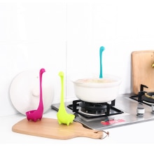 Colher de sopa de dinossauro com alça longa vertical, utensílios de cozinha, agitador para comida, utensílios de cozinha