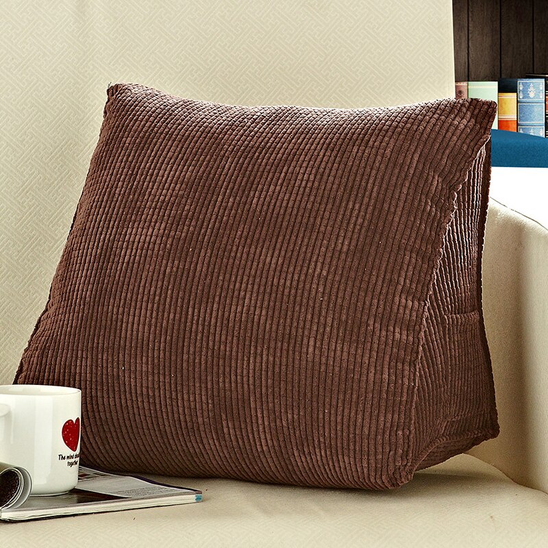 Sängläskudde mjuk trekantig stor ryggkudde för säng soffa bäddsoffa kudde tvättbar ryggstödskudde för säng: Kaffe / 60 x 50 x 30cm