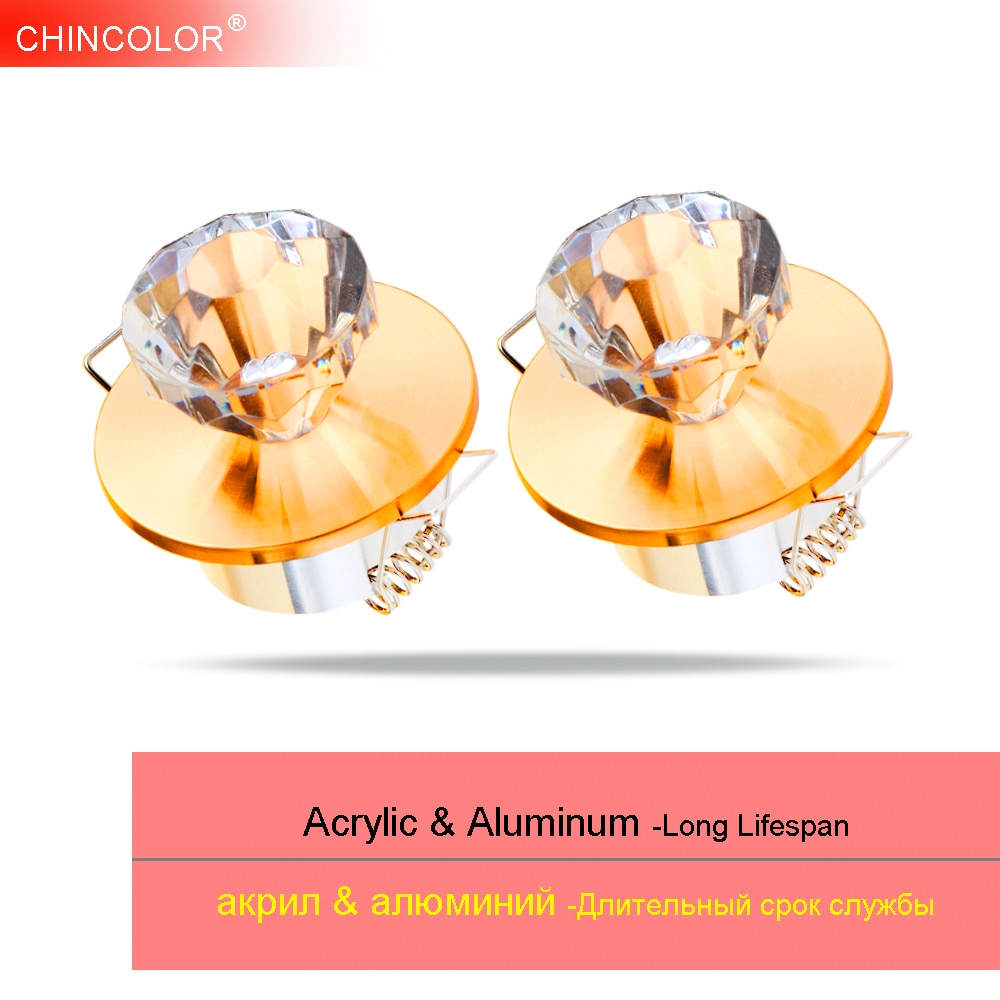 5PCS Luxurious LED Spotlight Mini Led Spot Light Cabinet Lamp Bulb 3W Diamond Ceiling Down Lighting AC85-265V Gold Aluminum JQ