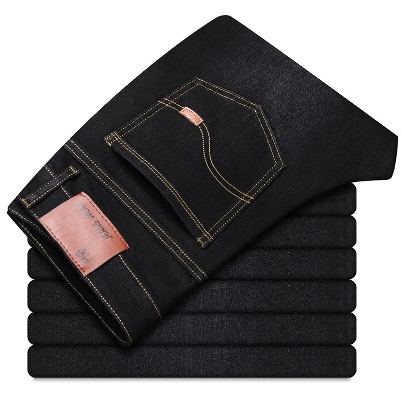 Herrjeans klassiska slim stretch vida jeans herr svart blå casual jeans herrjeans