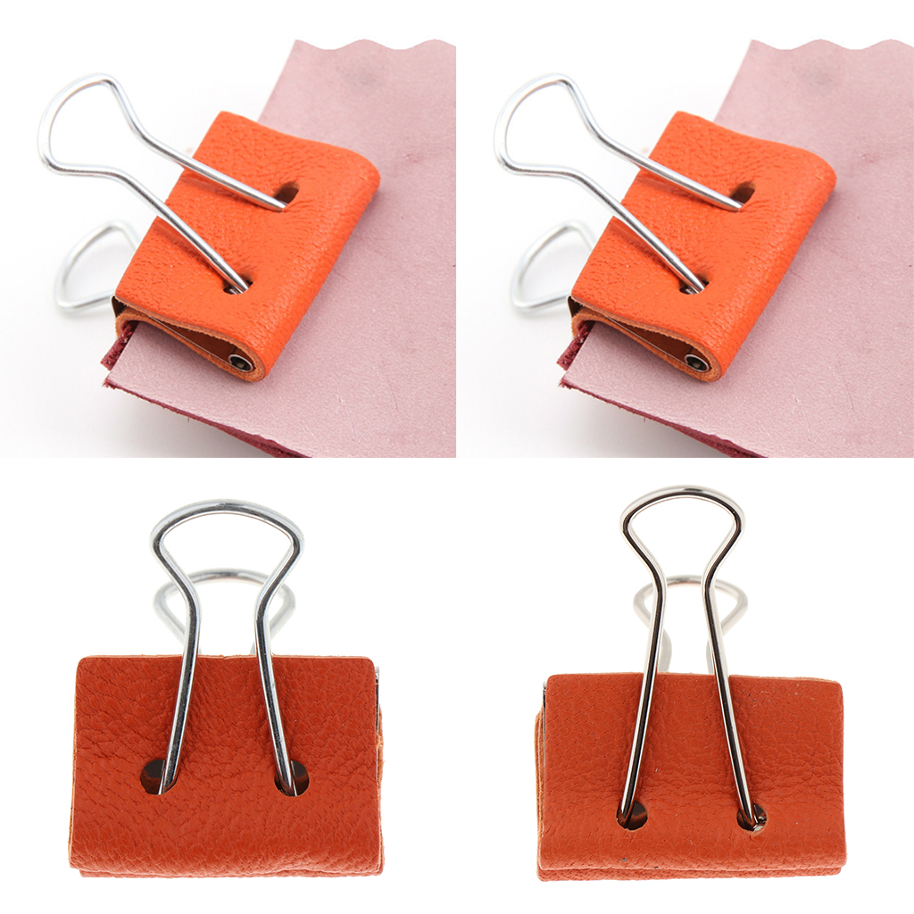 Stainless Steel Office File Ticket Paper Binder Clips with Leather Covered