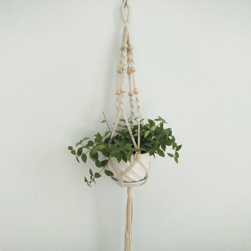 Maceta de macramé para planta colgante maceta tipo cesta colgante Natural fina cuerda de cáñamo trenzado artesanía #0611: 3