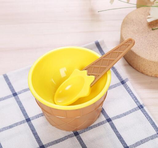 Tazón de plástico para helado, taza de agua, tazón para helado, taza para helado, vajilla: Yellow