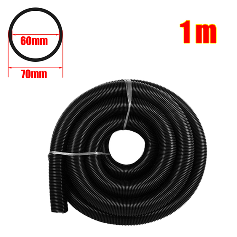 Inner 60mm Household Vacuum Cleaner Thread Hose Straws Factory Bellows Vacuum Tube Soft flexible EVA Hose Pipe Replacement Part: Black-1m