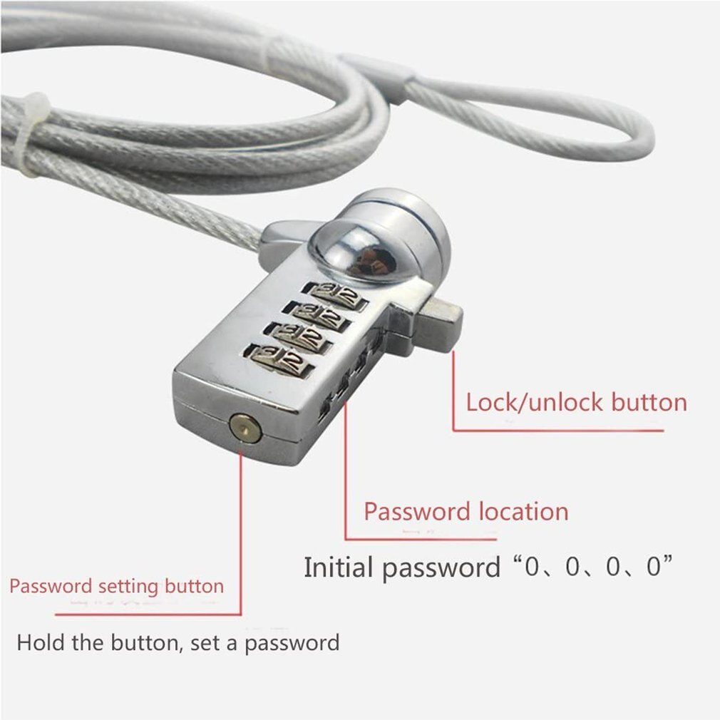 4 Digit Security Password Computer Lock Anti-theft Chain For Notebook PC Laptop Anti-theft Lock Combination Security Lock