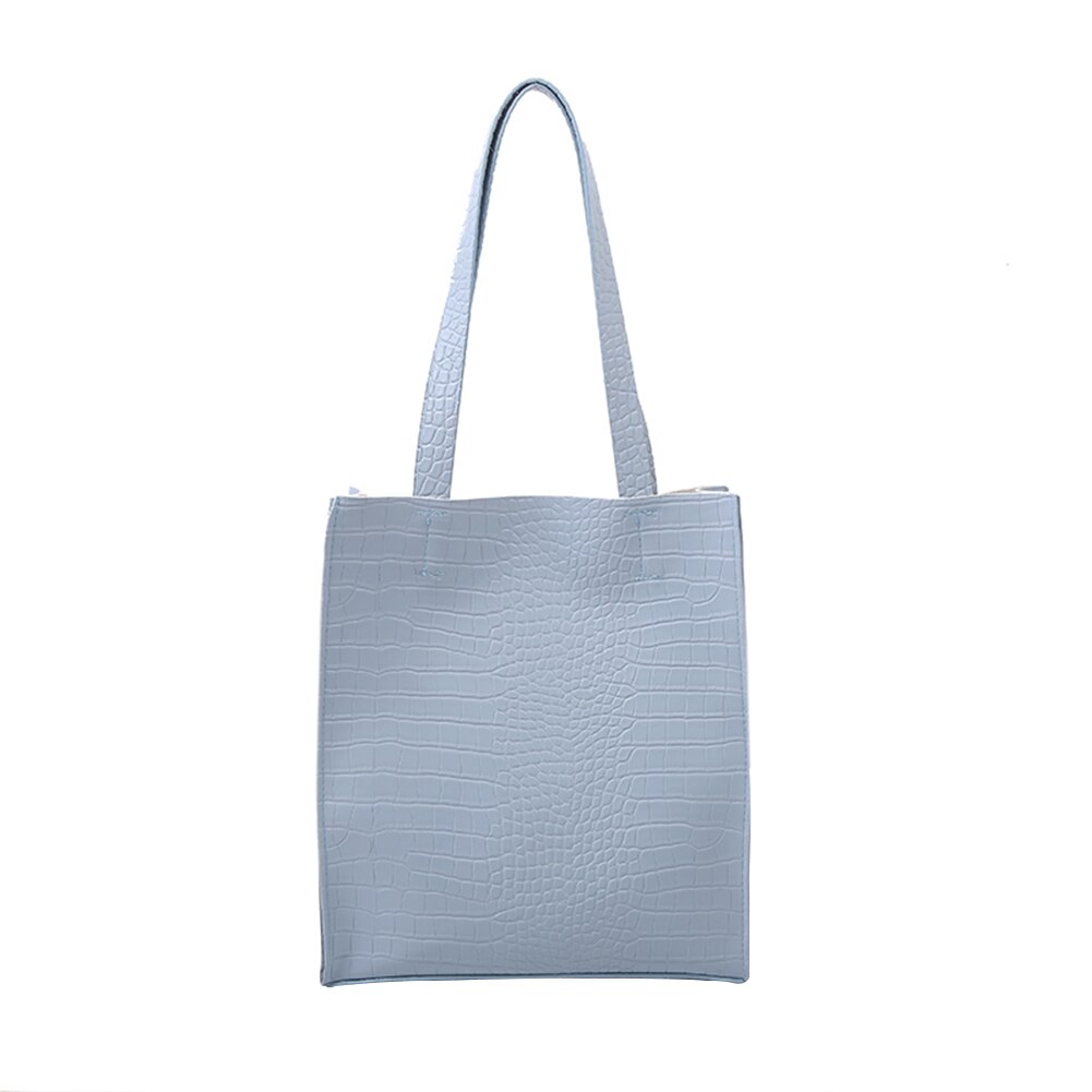 Portátil bolsa de ombro feminina tote clássico textura design criativo chique durável plutônio grande capacidade senhora bolsa de compras: Azul